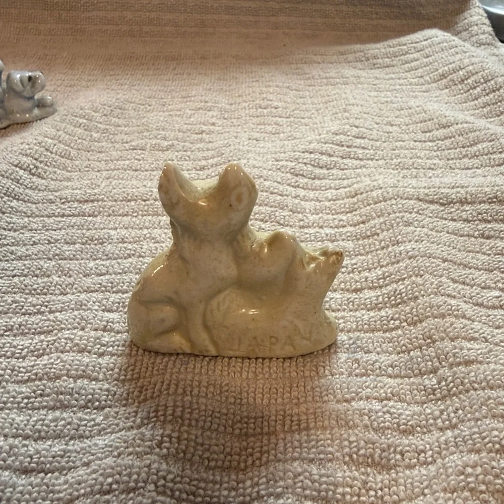 Vintage porcelain Dog Figurine Sets - Cream and Blue. Made in Japan